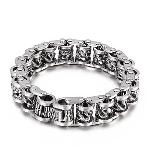 Retro stainless steel dragon chain bracelet for men with vintage mechanical link design