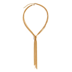 Eleganter mehrlagiger goldener Quastenknoten-Halskette mit feinen Metallketten für Damen