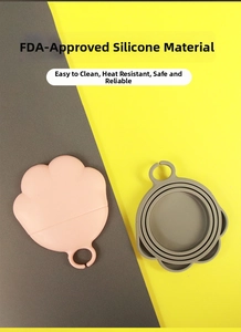 Macro detail of cat paw FDA silicone can lid showing heat-resistant and soft material texture