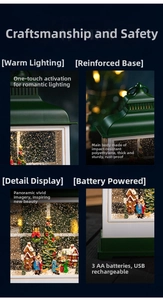 Detail of Christmas lantern with LED scene, dual power by USB or AA batteries