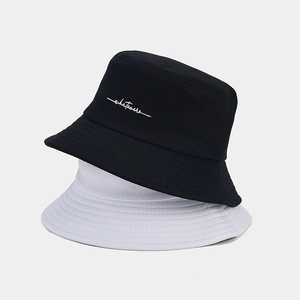 Bucket Hat Cotton Canvas Whatever Letter Embroidery Sun Protection Casual Minimalist Streetwear For Men Women