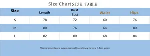 Tableau des tailles détaillé pour la robe licou montrant longueur, buste, taille et hanches