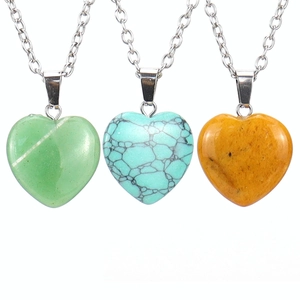 Heart Pendant Necklace Natural Gemstone Crystal Faceted Alloy Chain Daily Jewelry For Women Minimalist Aesthetic Accessory