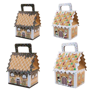 Boîtes à bonbons de Noël en forme de maison en kraft avec poignées pratiques