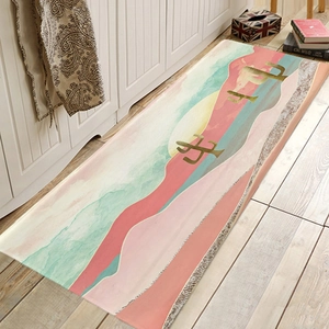 Abstract mountain landscape flannel floor mat with non-slip backing for home decor
