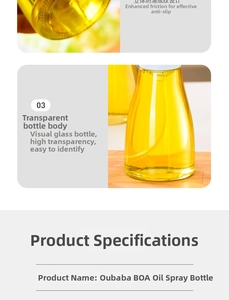 Détail du flacon pulvérisateur en verre transparent avec fond antidérapant pour cuisine
