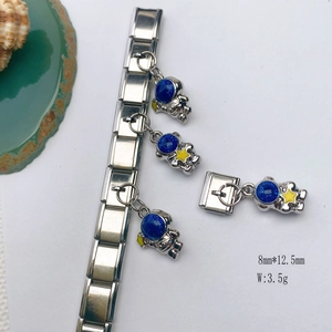 Detail view of astronaut charm with dimensions 8x12.5mm for modular link bracelets