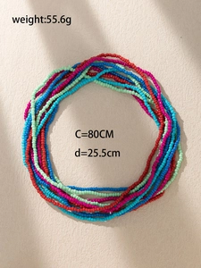 Detailed view of bohemian colorful beaded waist chains with 80cm length and 55.6g weight