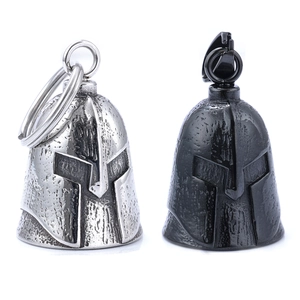 Spartan Helmet Bell Pendant Necklace Stainless Steel Vintage Punk Biker Guardian Bell For Motorcycle Men
