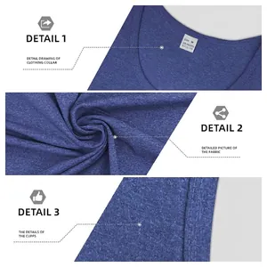 Men's navy blue athletic fitness tank top showing collar and mesh fabric texture