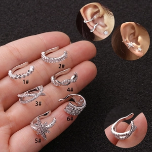 Cubic Zirconia U Shaped Ear Cuffs Non Piercing Silver Plated Copper Cartilage Clip On Earrings Fashion Women Jewelry Novelty