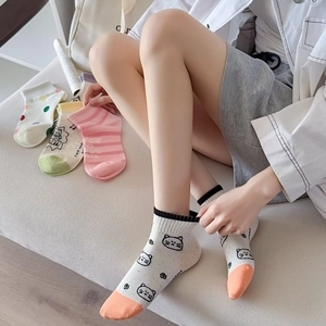 Lot de chaussettes courtes en coton aux motifs de dessins animés et couleurs pastel