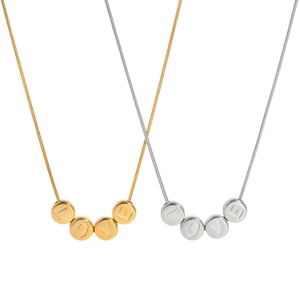 Gold and silver stainless steel snake chains with LOVE letter round disc pendants