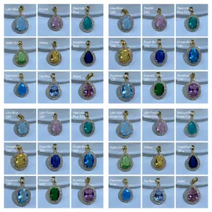 Pendentifs goutte d'eau en zircon cubique coloré avec attaches en métal