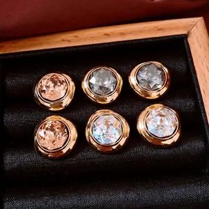 Vintage style 18K gold plated oval stud earrings set with multi-colored crystals