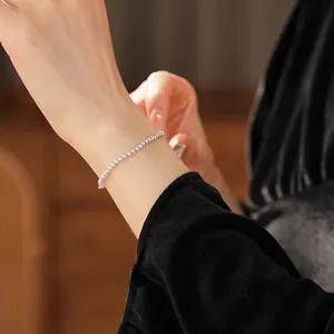 French retro minimalist beaded bracelet featuring elegant polished silver metal beads