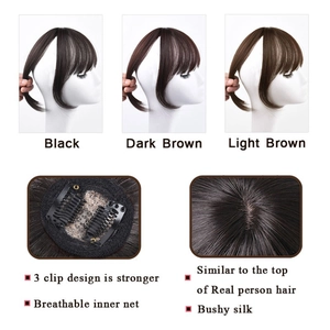 3D French hair topper with fringe, 3-clip breathable net in three natural colors