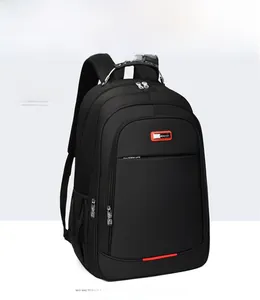 Detail of waterproof nylon business backpack showing mesh side pocket and padded handle