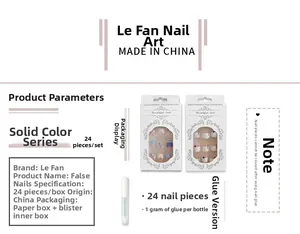 Detail view of the false nails package contents including 24 pieces and 1g of glue