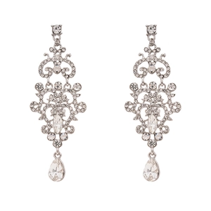 Elegant silver drop earrings with sparkling rhinestones and vintage baroque tassel design