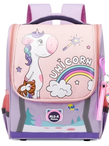 Pink unicorn school backpack for girls with large capacity and waterproof fabric
