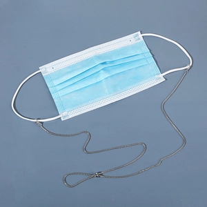 Adjustable silver metal ball chain strap with lobster clasps for glasses and face masks
