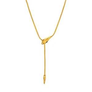 Chic gold snake-style stainless steel Y-necklace with liquid metal sliding pendant