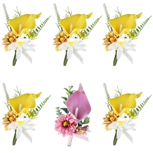 Handmade calla lily boutonniere set for wedding groom and bride attire accessories
