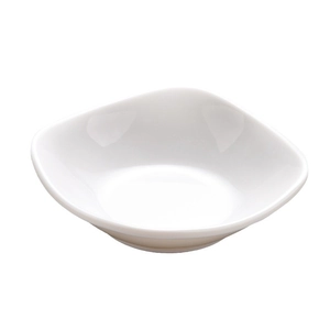 Melamine round seasoning dish for sushi sauce with durable white glazed finish