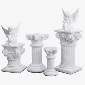 Nordic white Roman pillar set with cute winged angels for wedding decor and photography