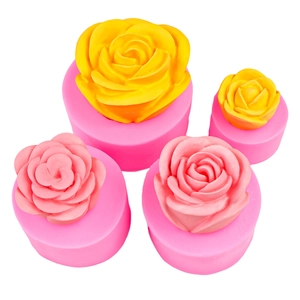 Set of 4 rose silicone molds for aromatherapy candles, handmade soap and fondant art
