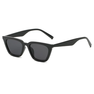 Vintage retro cat eye small frame sunglasses in black for women with grey lenses
