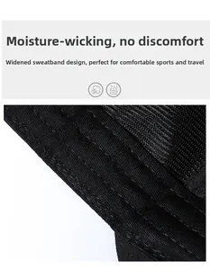 Detailed macro view of the wide moisture-wicking sweatband inside the black baseball cap