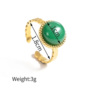 French vintage gold open ring with green gemstone and size dimensions in centimeters