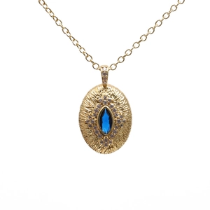 Evil Eye Pendant Necklace Gold Plated Copper Micro Pave Zircon Heart Star Hamsa Hand Geometric Jewelry For Women