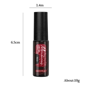 Detailed view of 5ml red reflective glitter nail line gel bottle with size dimensions