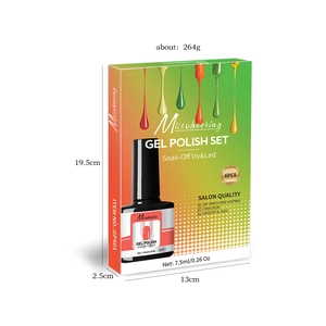 6-color set of transparent soak-off UV LED gel polish in colorful 7.5ml bottles