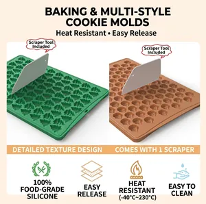 Christmas tree and animal paw pattern silicone baking mold with spatula set