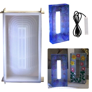Trapezoid DIY silicone mold set with USB LED light bar for handmade resin night lamps