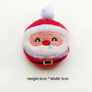Detail of Santa plush patch with embroidery showing size H 6cm and W 5cm