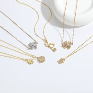 Chic Gothic style necklaces with windmill, heart lock and butterfly pendants in gold and silver