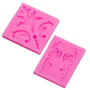 Pink silicone totem flower molds for fondant lace decoration and DIY baking craft