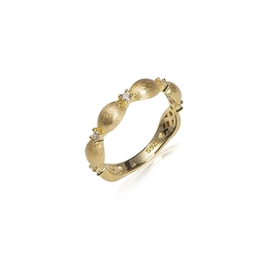 Minimalist S925 sterling silver rice grain ring with gold matte finish and zircons