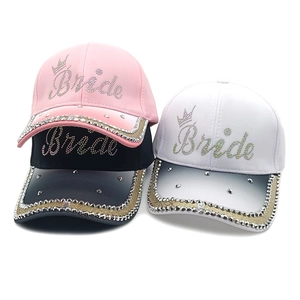 Rhinestone Bride Baseball Cap Polyester Crown Letter Gradient Brim Adjustable For Bachelorette Party Wedding Bridal