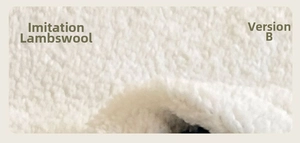 Close-up of soft white faux lambswool fabric on B-side showing plush texture