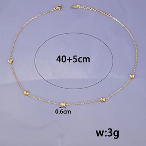 18K gold plated stainless steel necklace with five small petal pendants and S925 stamp