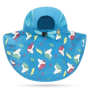 Chapeau de soleil enfant avec protège-nuque, motifs licorne et maille respirante