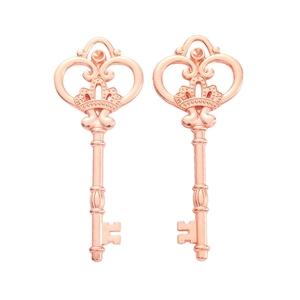 Detail of rose gold crown key charms for DIY jewelry making and vintage accessories