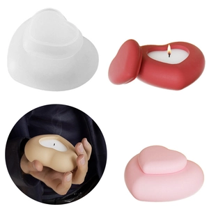 Moule En Silicone Pour Boîte De Rangement En Forme De Cœur DIY Pot De Bougie Avec Couvercle Moulage En Résine Artisanat