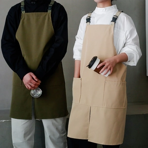 Professional Waterproof Apron With Split Leg Design Adjustable Buckle Straps And Pockets Canvas Kitchen Cafe Workwear